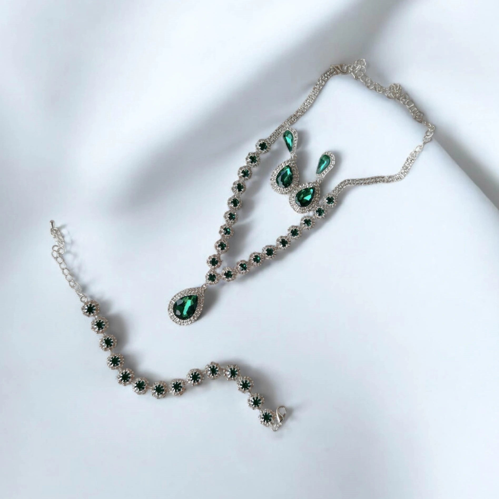 Emerald Set (Necklace+Earings+Bracelet) - Asiluna